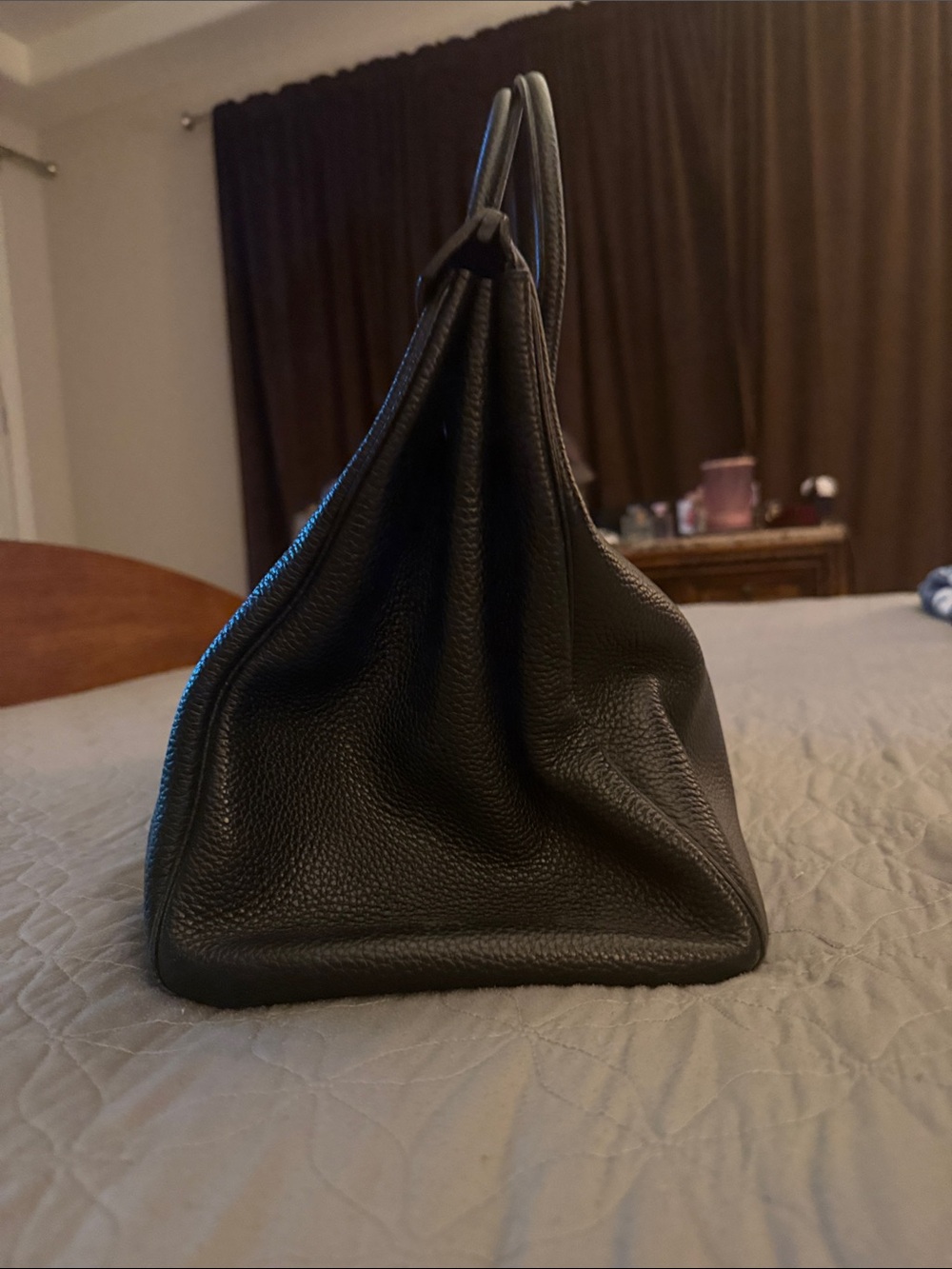 Black Leather woman Tote Bag with Silver Hardware - Picture 2 of 14